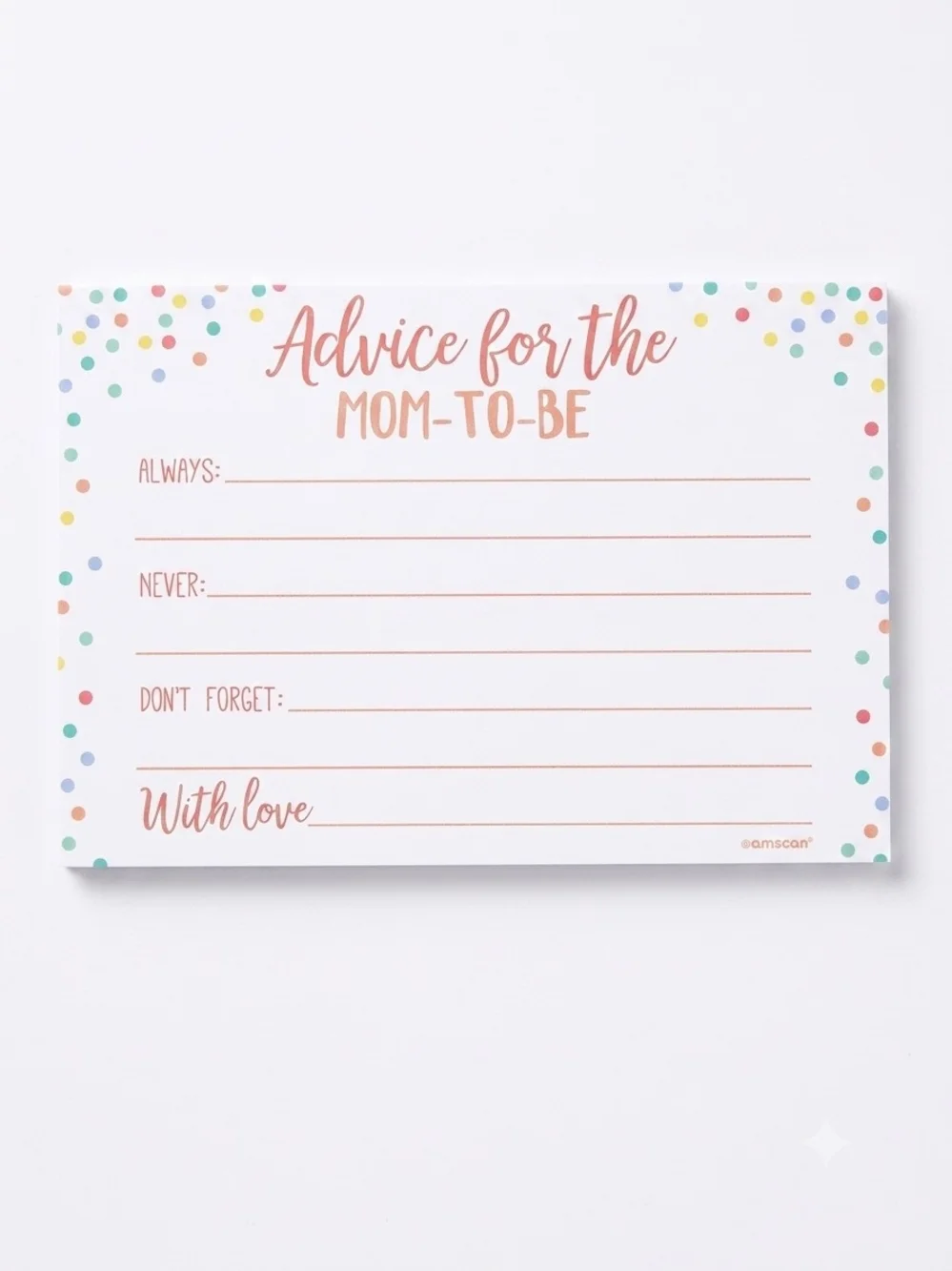 Amscan Confetti 'Advice for the Mom-to-Be' For Baby Shower 16 Cards